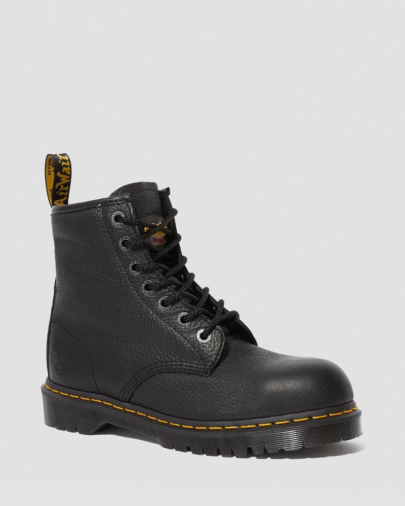 Black Men\'s Dr Martens Icon 7B10 Leather Steel Toe Work Boots | CA 651SGL